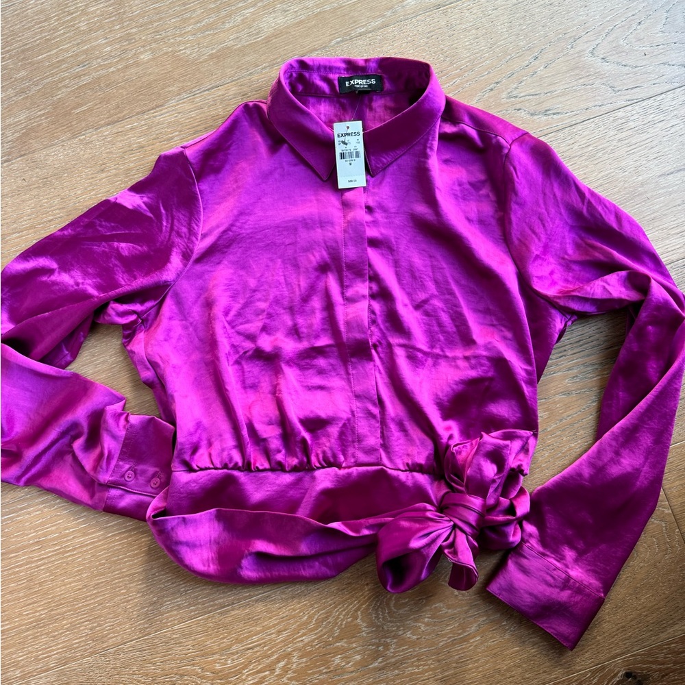 Express satin blouse/dress shirt